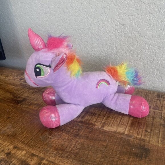Amos Sweets Unicorn Plush Purple Pink Rainbow 9" Long Stuffed Animal Glittery - Picture 2 of 9